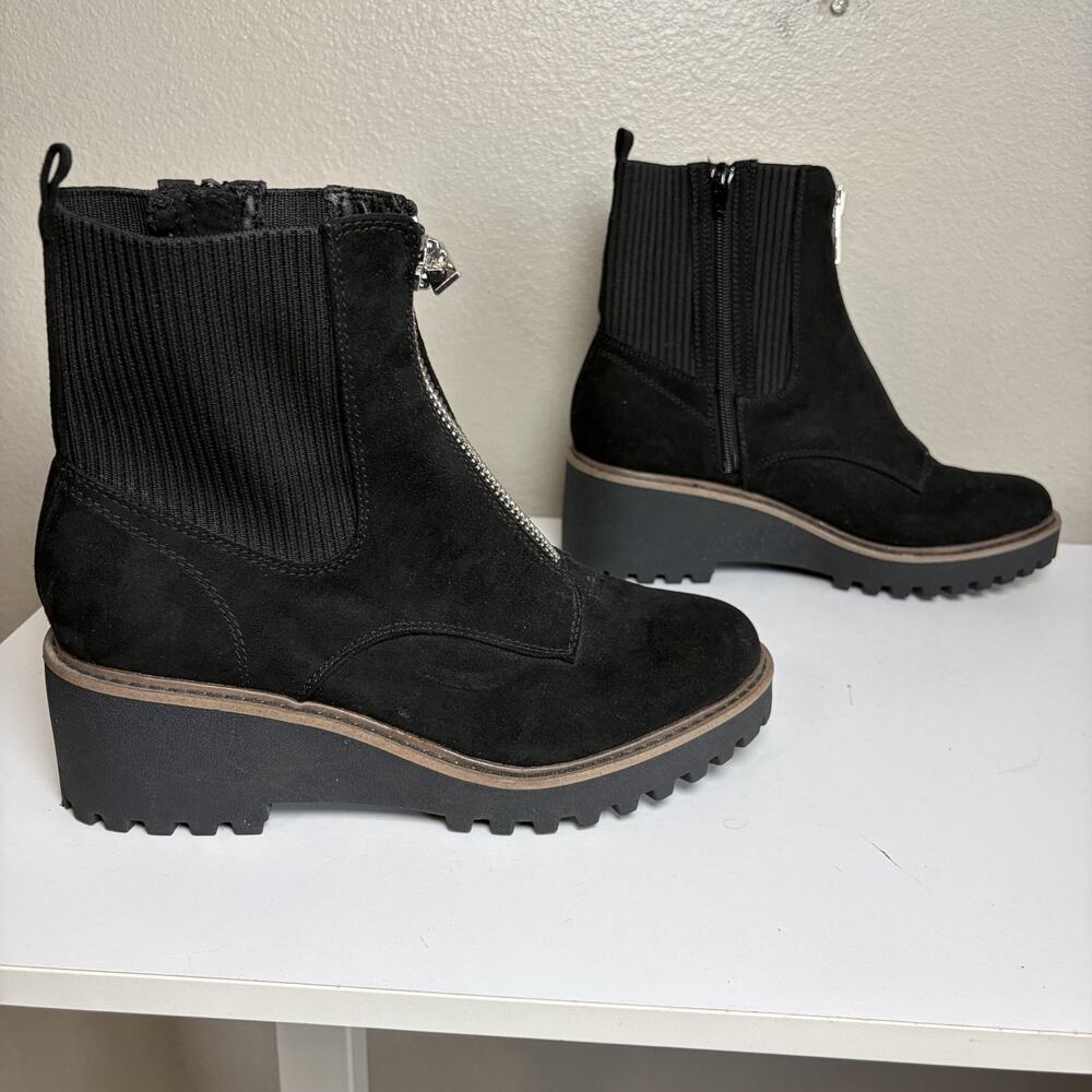 S M New York Harper Black Platform Suede Boot Size 8.5